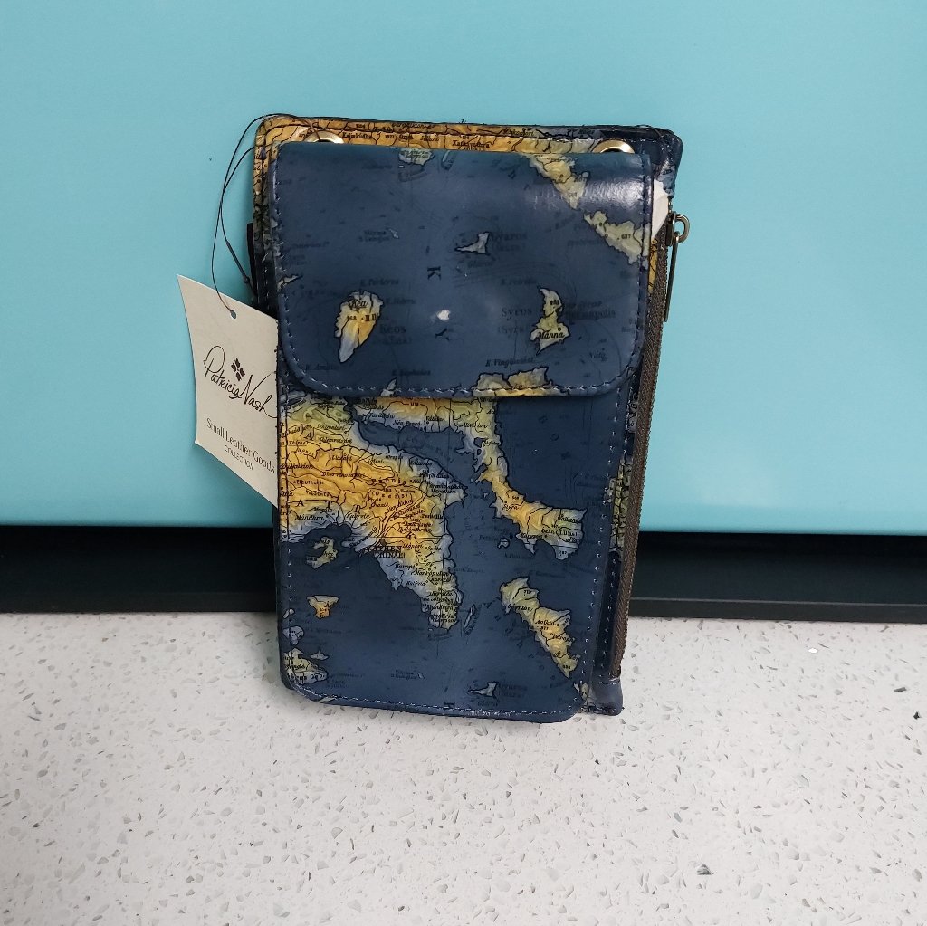 Patricia Nash Albertine Cell Phone Crossbody Grecian Map Nwt